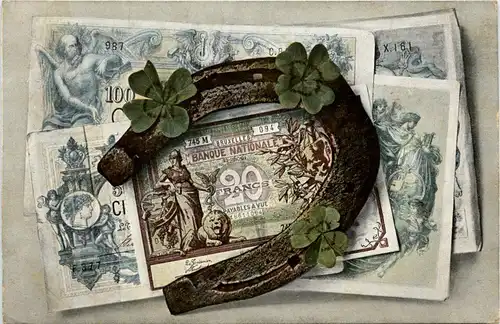 Geldschein auf Ansichtskarte - Belgien -424206