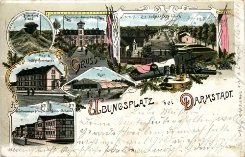 Gruss vom Übungsplatz bei Darmstadt- Litho -426598