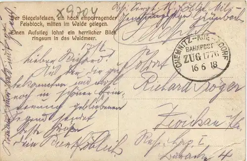 Siegelsfelsen bei Falkenstein - Bahnpost -423092