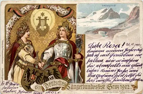 VI. Deutsches Sänger-Bundes-Fest in Graz 1902 - Litho -296112