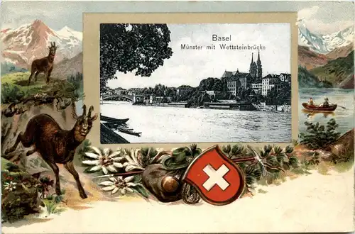 Basel - Litho - Prägekarte -426882