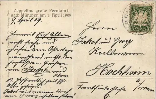 München - Zeppelin grosse Fernfahrt 1909 -426394