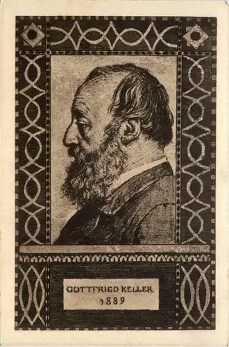 Bundesfeier Postkarte Gottfried Keller -427572