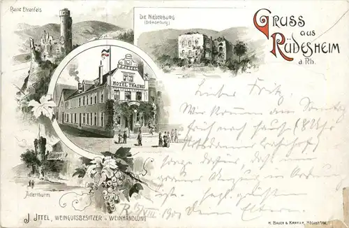 Gruss aus Rüdesheim - Hotel Traube - Litho -426616