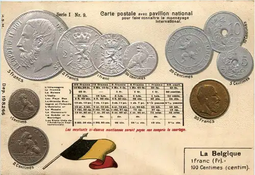 Geld auf Ansichtskarte - Prägekarte - Belgien -424232