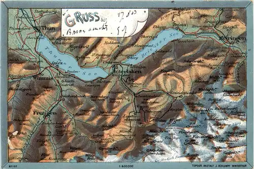 Gruss aus Interlaken - Thun - Landkarte - Verlag Schlumpf -427010
