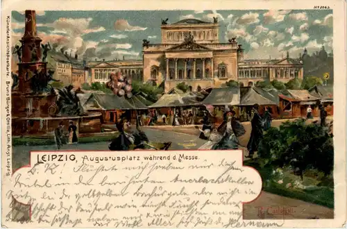 Leipzig - Augustusplatz während der Messe - Litho -425920