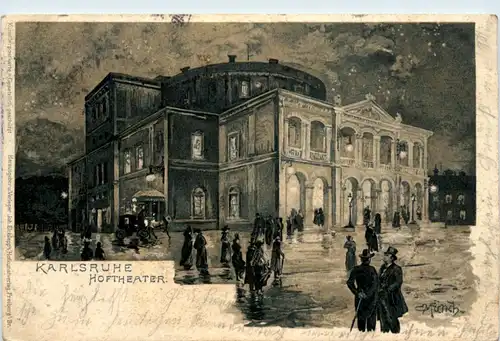 Karlsruhe - Hoftheater - Litho -427550