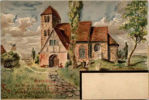 Bernburg - Alte Kirche in Waldau - Litho -428106