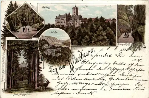 Gruss von der Wartburg 1896 - Litho - Eisenach -425856