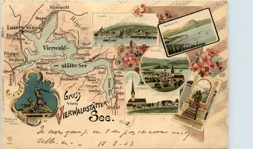 Gruss vom Vierwaldstätter See Buochs Alpnach - Litho -426980