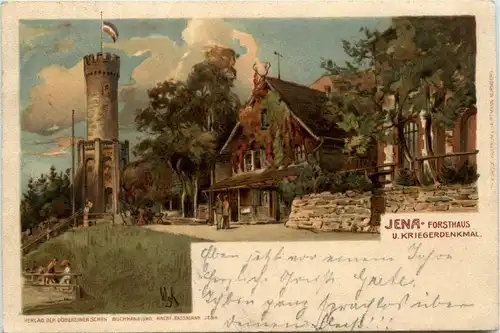 Jena - Forsthaus und Kriegerdenkmal -74226