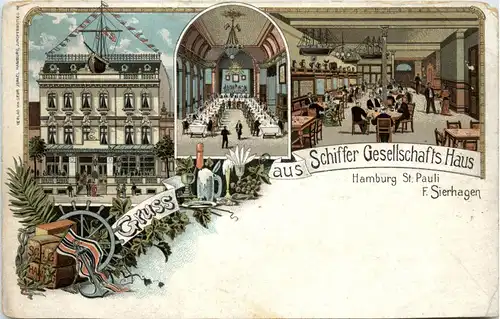 Hamburg - Gruss aus Schiffer Gesellschafts Haus -74196