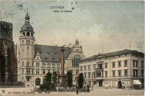 Cöthen - Markt mit Rathaus -428280