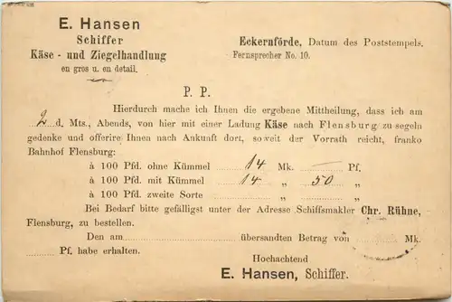 Eckernförde, E.Hansen Käse-und Ziegelhandlung -357136