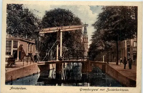 Amsterdam - Groenburgwal met Zuiderkerktoren -75424