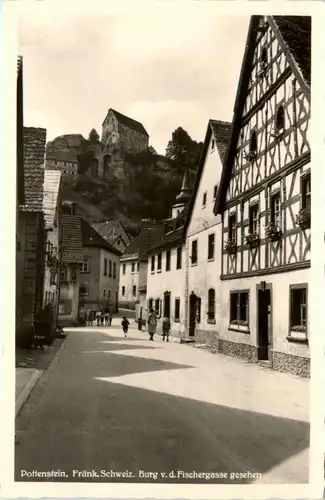 Pottenstein, Fränk.Schweiz, Burg v.d.Fischergasse gesehen -356700