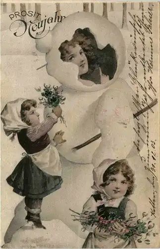 Neujahr - Schneemann Kinder -401830