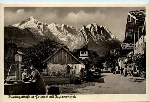 Garmisch, Frühlingsstrasse mit zugspitzmassiv -356838