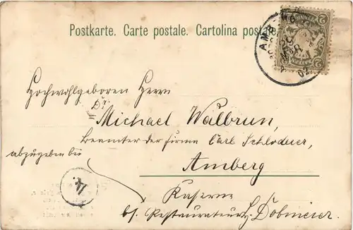 Künstlerkarte E. Döcker, Stempel Amberg Georgenstrasse -77406