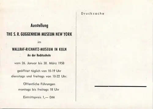 Künstlerkarte - Guggenheim Museum - Museum Köln -78398