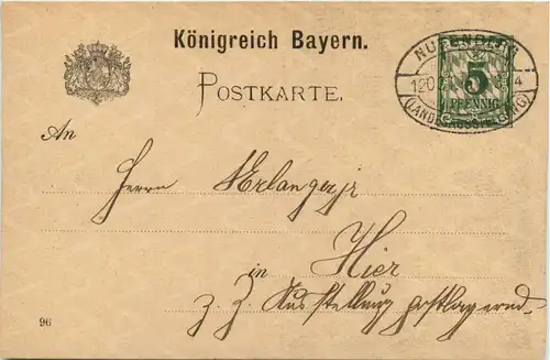 Nürnberg Landesausstellung 1896 - Ganzsache -77536