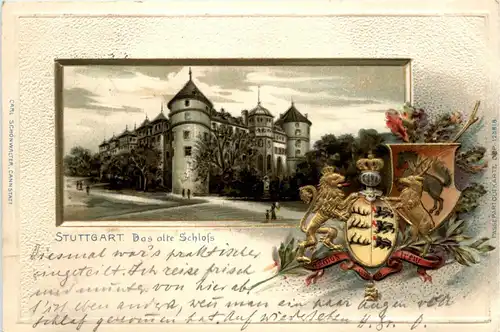 Stuttgart - Das alte Schloss - Prägekarte -77816