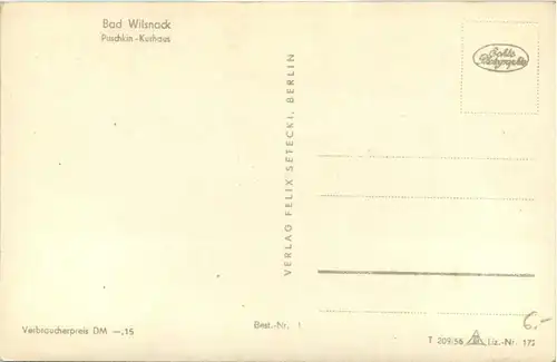 Div. Orte in den neuen Bundesländer - Bad Wilsnack, Puschkin-Kurhaus -331316