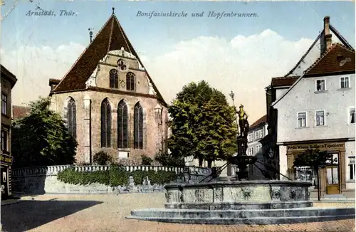 Arnstadt/Thüri. - Bonifatiuskirche und Hopfenbrunnen -331580