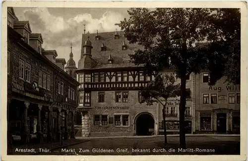 Arnstadt - Markt, Zum Güldenen Greif, bekannt durch die Marlitt-Romane -331620