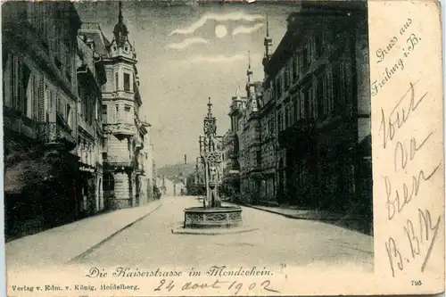 Freiburg i.Br., die Kaiserstrasse im Mondschein -358486