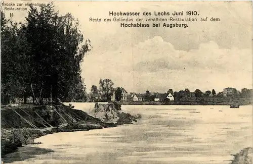Hochablass bei Augsburg - Hochwasser des Lechs 1910 -78330