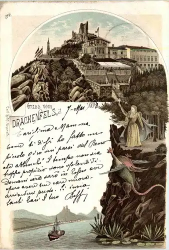 Gruss vom Drachenfels - Litho -404036