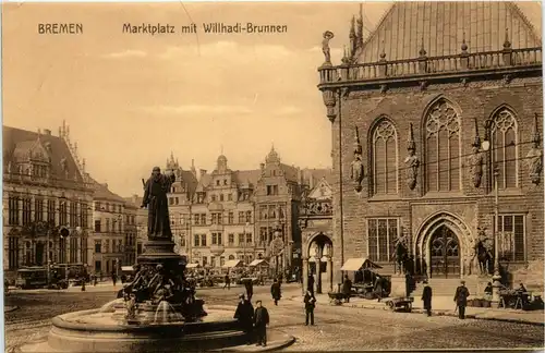 Bremen, Marktplatz mit Willhadi-Brunnen -357388