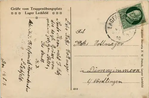 Lager-Lechfeld, Grüsse, Königl. Kommandantur -357988