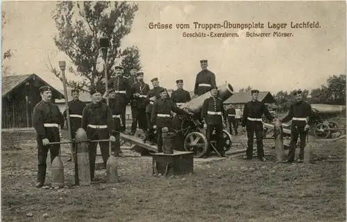 Lager Lechfeld, Grüsse, Truppenübungsplatz. Geschütz-Exerzieren -358800