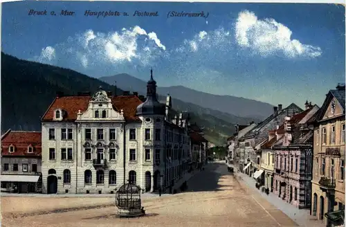 Steiermark/div.Orte - Bruck a.d.Mur - Hauptplatz und Postamt -323964