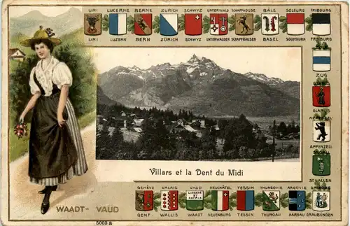 Villars et la Dent du Midi - Vaud - Litho -435014