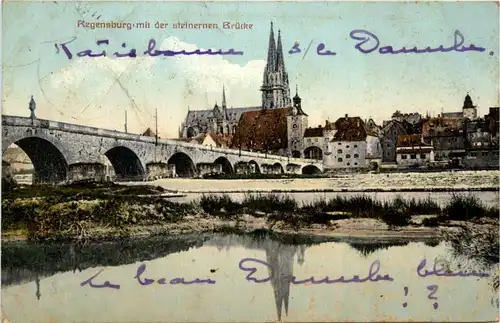 Regensburg mit der steinernen Brücke -359480