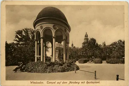 Wiesbaden, Tempel auf dem Neroberg mit Restaurant -359902