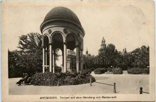 Wiesbaden, Tempel auf dem Neroberg mit Restaurant -359962