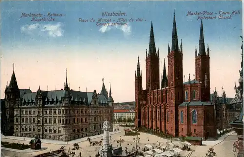 Wiesbaden, Marktplatz, Rathaus, Hauptkirche -360002