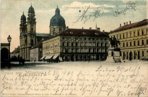 Gruss aus München, Odeonsplatz u. Theatinen Hofkirche -361456