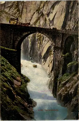 Teufelsbrücke mit Postkutsche -435430