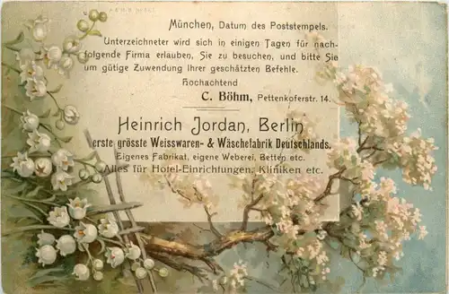 München, Heinrich Jordan,Berlin, erste grösste Weisswarenfabrik -360956