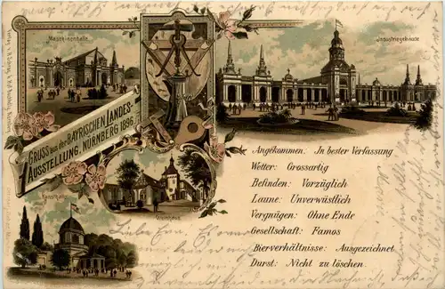 Gruss von der Landesausstellung Nürnberg 1896 - Litho -437238