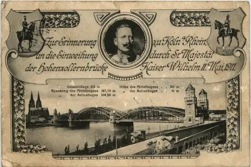Köln - Einweihung der hohenzollernbrücke 1911 -437532