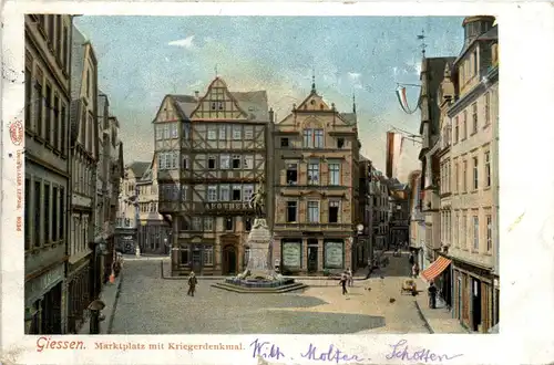 Giessen - Marktplatz mit Kriegerdenkmal -437284