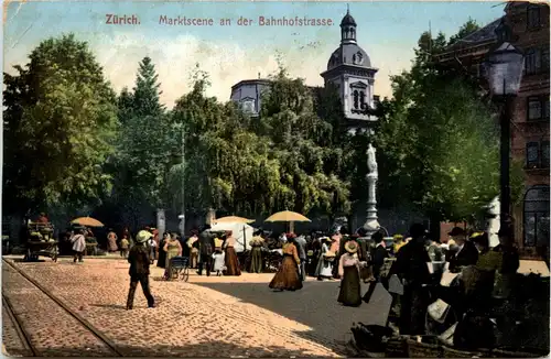 Zürich - Marktscene an der Bahnhofstrasse -438934