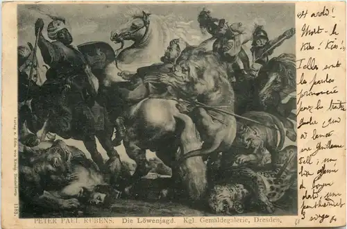 Künstlerkarte Rubens - Löwenjagd -438838
